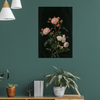 Poster Rosas de vindima contra fundo preto