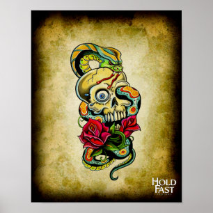 Poster Rosas do cobra do crânio