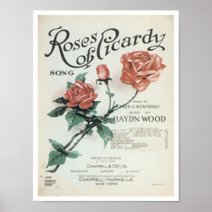Pôster Rosas do Cobrir do Songbook Picardy Vintage
