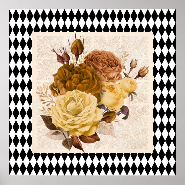 Poster Rosas do Jardim Vintage Harlequin (Frente)