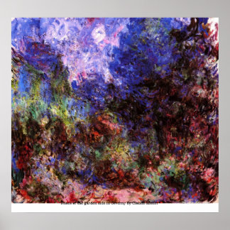Poster Rosas do lado do jardim em Giverny por Claude Mone