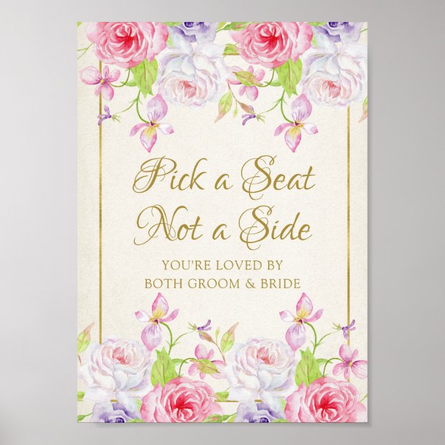 Poster Rosas e Confetti Dourado Escolhem um Sinal de Asse (Frente)