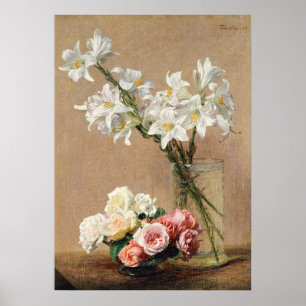 Poster Rosas e Lírios por Henri Fantin–Latour