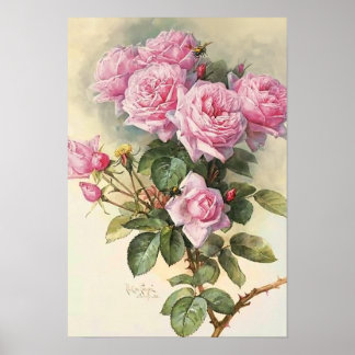 Poster Rosas e mamangabas Paul de Longpre Fine Art