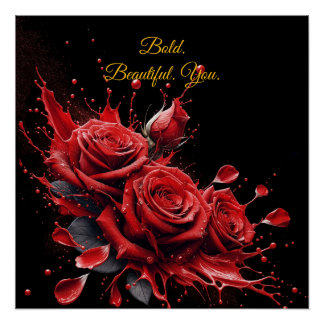 Pôster Rosas em Bloom - Aniversário Elegante