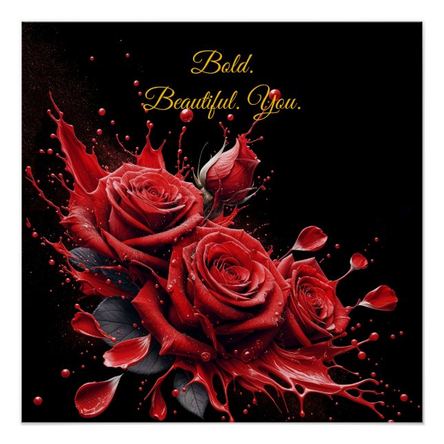 Pôster Rosas em Bloom - Aniversário Elegante (Frente)