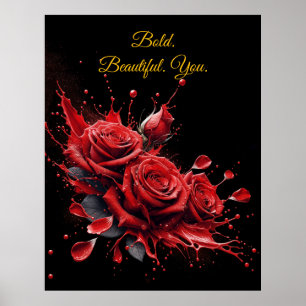 Poster Rosas em Bloom - Aniversário Elegante