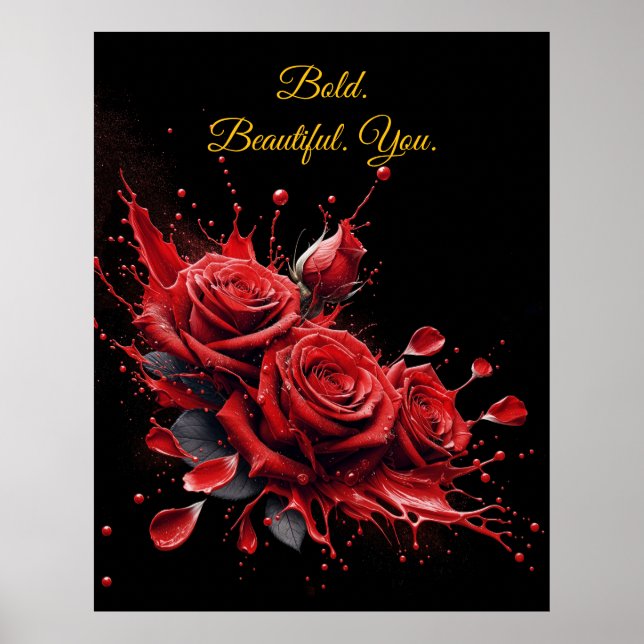 Poster Rosas em Bloom - Aniversário Elegante (Frente)