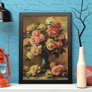Poster Rosas em um vaso por Pierre Renoir, Vintage Fine A