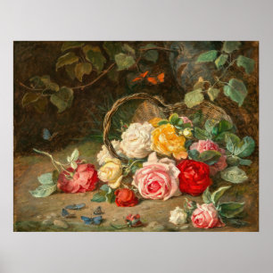 Poster Rosas em uma cesta - Josef Neugebauer