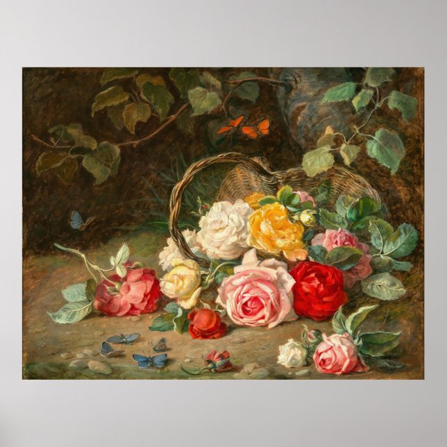 Poster Rosas em uma cesta - Josef Neugebauer (Frente)