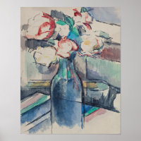 Rosas em uma garrafa por Paul Cezanne