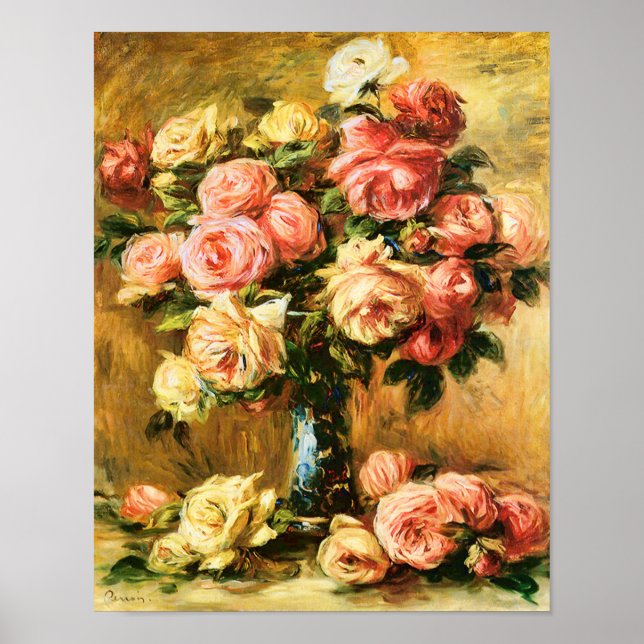 Pôster Rosas em Vase Renoir Fine Art (Frente)
