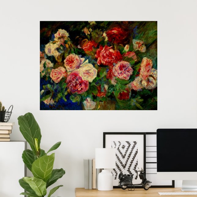 Poster Rosas, famosa pintura de Pierre Renoir, (Escritório em casa)