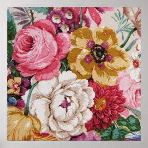 Pôster Rosas femininos do vintage colorido que pintam