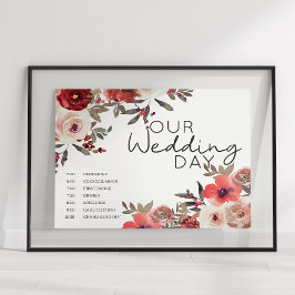 Poster Rosas Florais com Rubor Vermelho Cronograma de Cas