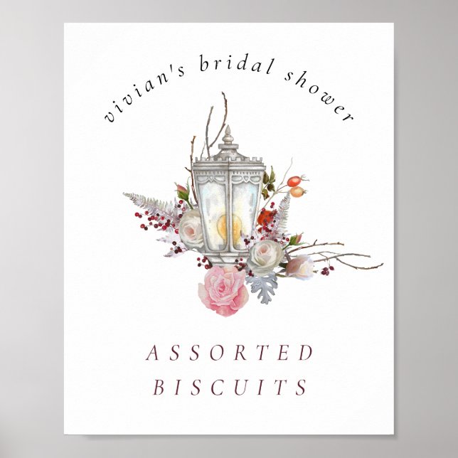 Poster Rosas Florais e Lanterna - Sinal de Comida (Frente)