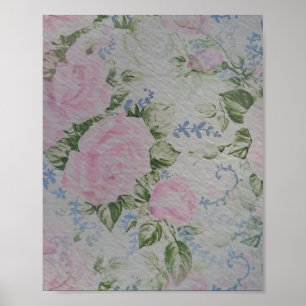 Poster Rosas Florais Rosa Vintage