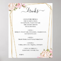 Rosas Florais Sinal de Menu Bebidas Nuptivas