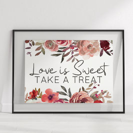 Poster Rosas Florais Vermelho Rubor Favor Amor É Doce