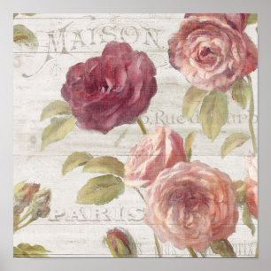 Poster Rosas Franceses Rosa Pastel