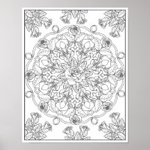 Rosas Mandala para Colorir para Adultos