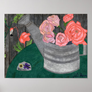 Poster Rosas na lata de água por Julia Hanna