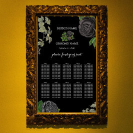 Poster Rosas Negras de Halloween Gráfico de Casamento de 