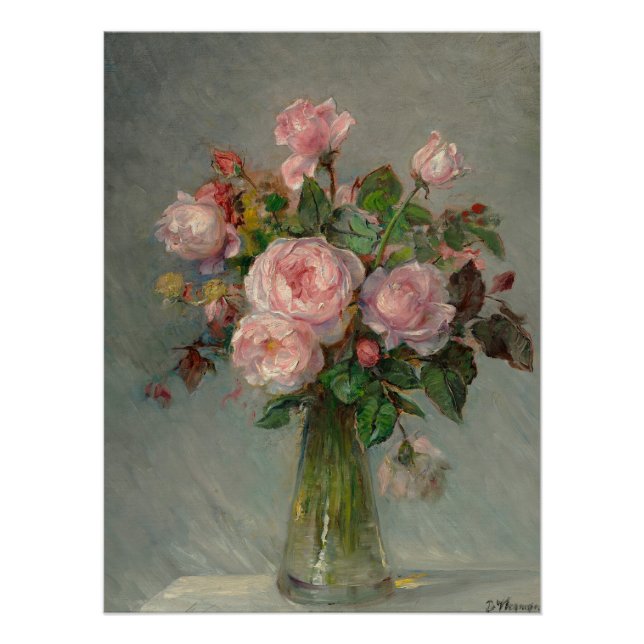Pôster Rosas num Vaso Brilhante (Frente)