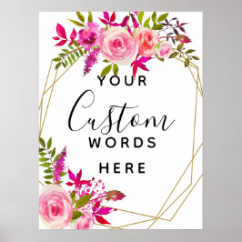 Poster rosas Peach de cristal rosa criam seu próprio pers