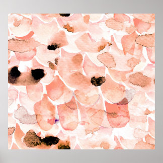 Poster Rosas, pedras e folhas, padrão de aquarela.