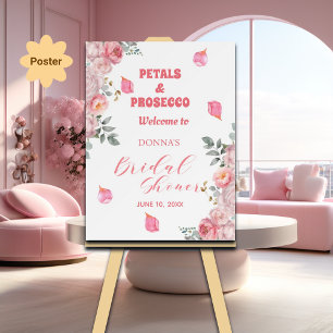 Poster Rosas Petais e Prosecco Boas-vindas