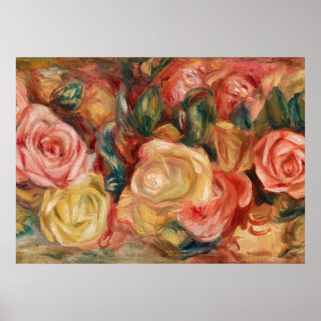 Poster Rosas por pintura impressionista do Renoir (Frente)