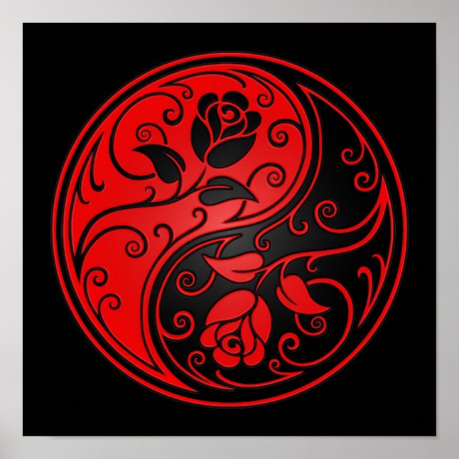Pôster Rosas Red and Black Yin Yang (Frente)