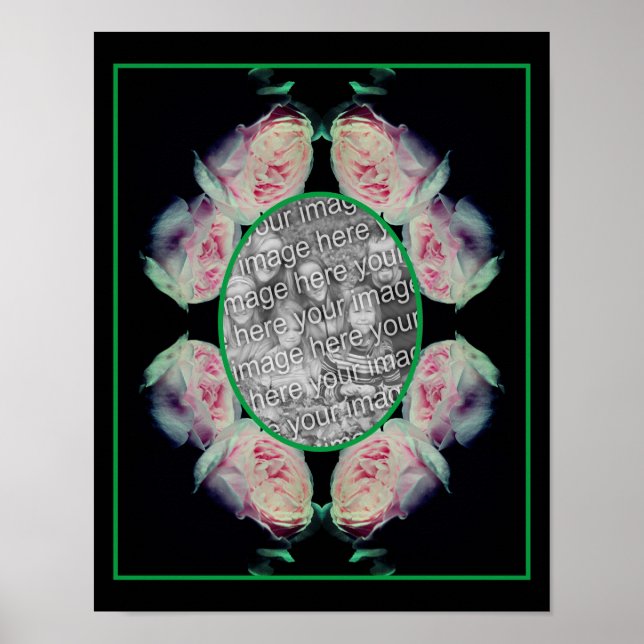 Poster Rosas Rosa Abstrato Frame Adicionar Sua Foto (Frente)