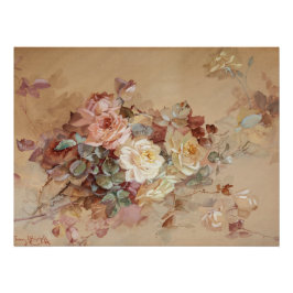 Pôster Rosas rosa e amarelas - Franz Bischoff