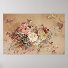 Poster Rosas rosa e amarelas - Franz Bischoff