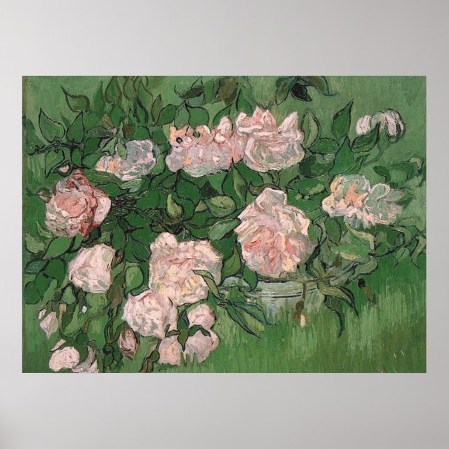 Poster Rosas Rosa (F595) Van Gogh Belas Artes (Frente)