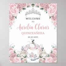 Rosas Rosa Suave Princesa Carruagem QUINCEAÑERA 16