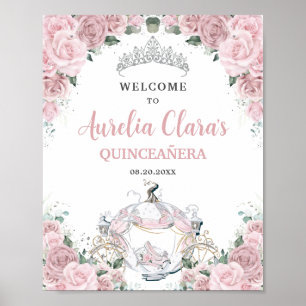 Poster Rosas Rosa Suave Princesa Carruagem QUINCEAÑERA 16