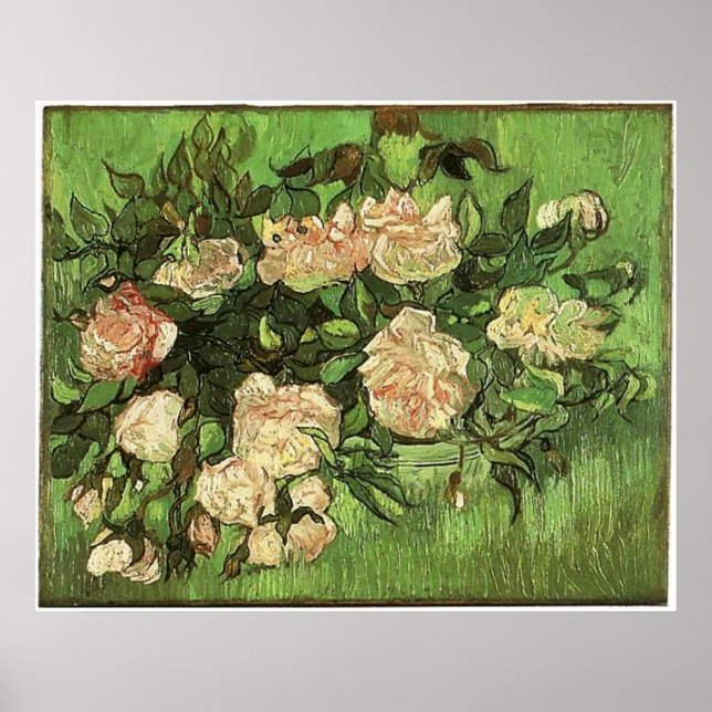 Pôster Rosas Rosa, Vam Gogh, 1890 (Frente)