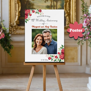Poster Rosas Rosadas 15º Aniversário de Casamento Foto Be