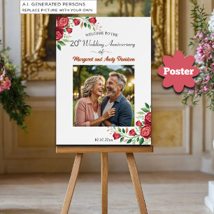 Poster Rosas Rosadas 20º Aniversário de Casamento Foto Be