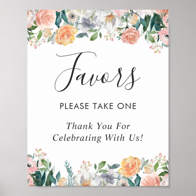Poster Rosas Rustic Garden Floral Wedding Sinal Sinal (Frente)