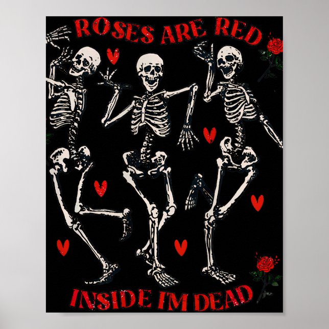 Poster Rosas são Dentro Engraçado Vermelho Eu sou Morto e (Frente)