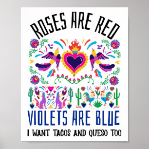Poster Rosas são vermelhos com um doce dr de arte mexican
