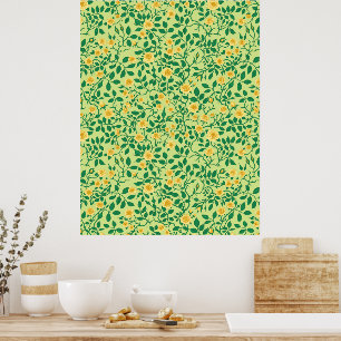 Poster Rosas selvagens em amarelo e verde