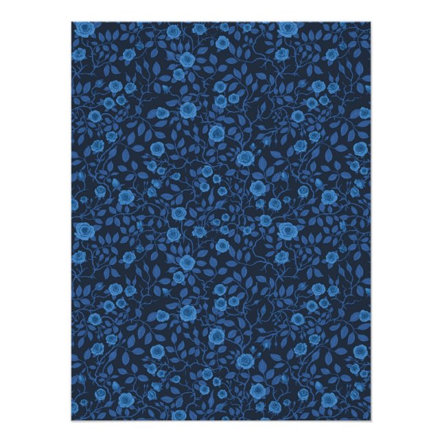 Pôster Rosas selvagens em azul (Frente)