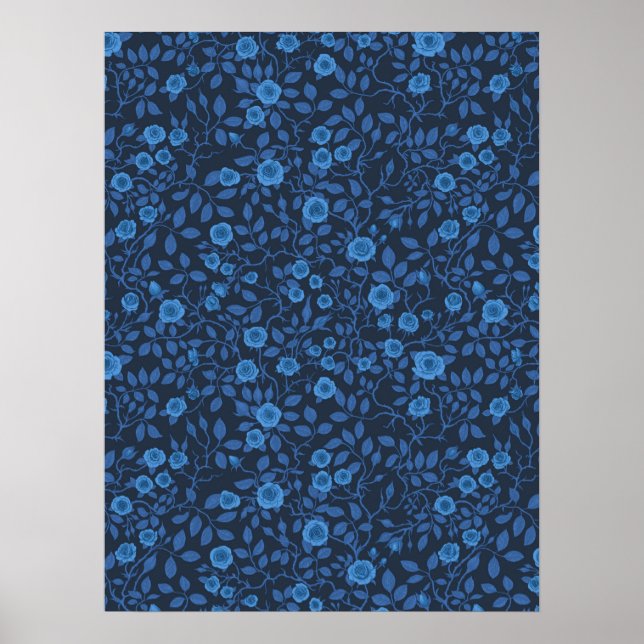 Poster Rosas selvagens em azul (Frente)