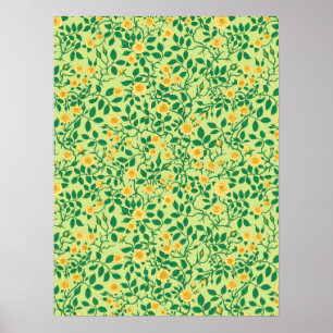 Poster Rosas silvestres em amarelo e verde